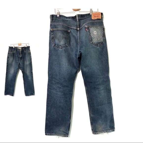 Levi’s 505 36X30 Custom Mended Jeans - Picture 2 of 8